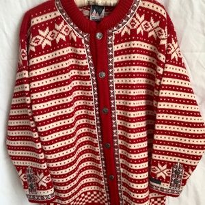 Dale of Norway wool cardigan red and white size M